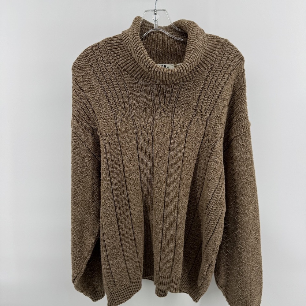 Northern Reflections Sweater Womens Large Brown Turtleneck Chunky Knit Pullover